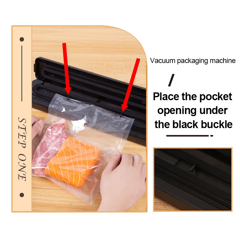 PAPANA Vacuum Sealer Packaging Machine with Free 10pcs Vacuum Bags Household Black 220V/110V Food Vacuum Sealer