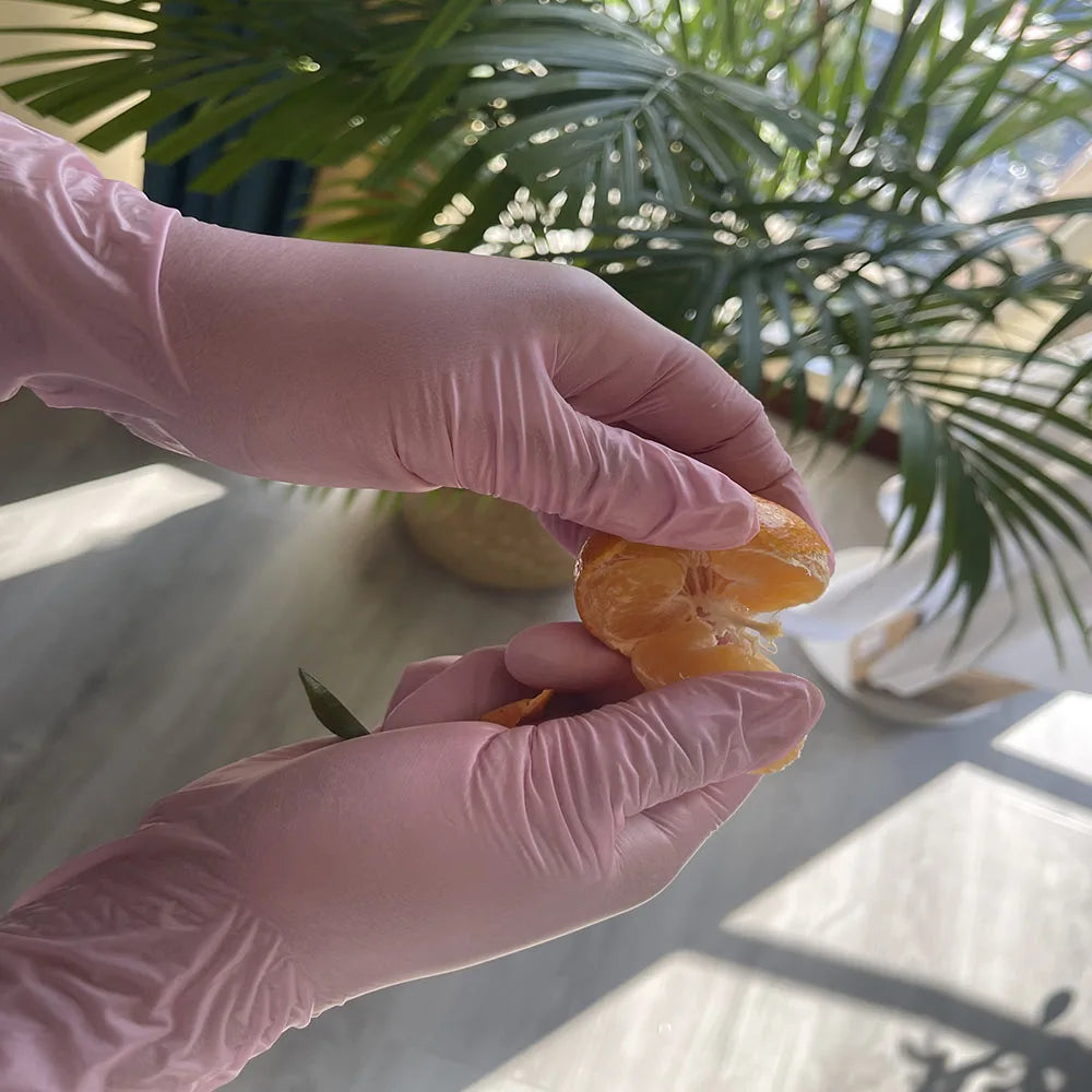 20/50/100 pcs Light Pink Nitrile Disposable Gloves – Waterproof, Anti-Static, Latex-Free, Durable Kitchen Cooking Cleaning Gloves for Home & Salon Use