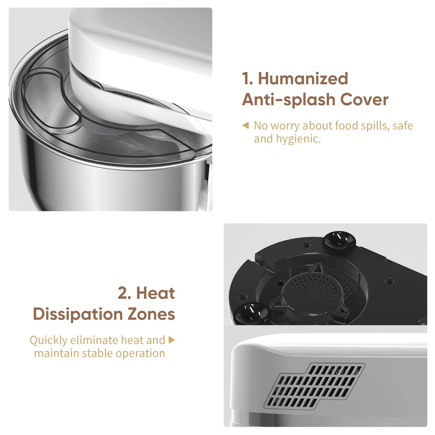 1200W 5L Kitchen Food Stand Mixer – 11-Speed Electric Mixer with Digital OLED Touch Screen, Dough Hook, Flat Beater & Whisk (Quiet DC Motor)