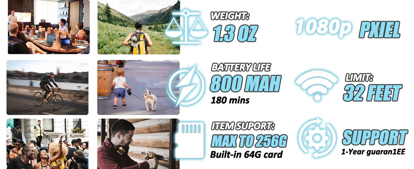 4K Thumb Sports Camera – Mini Action Cam with WiFi, EIS Stabilization, 120° Wide Angle, Waterproof Helmet Camera