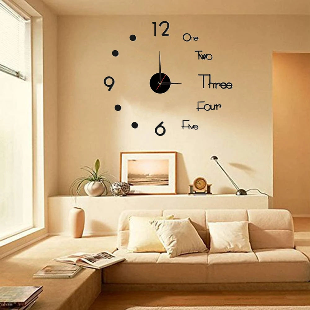 3D Roman Numeral Mirror Wall Clock – DIY Acrylic Quartz Clock Sticker for Living Room Home Decoration